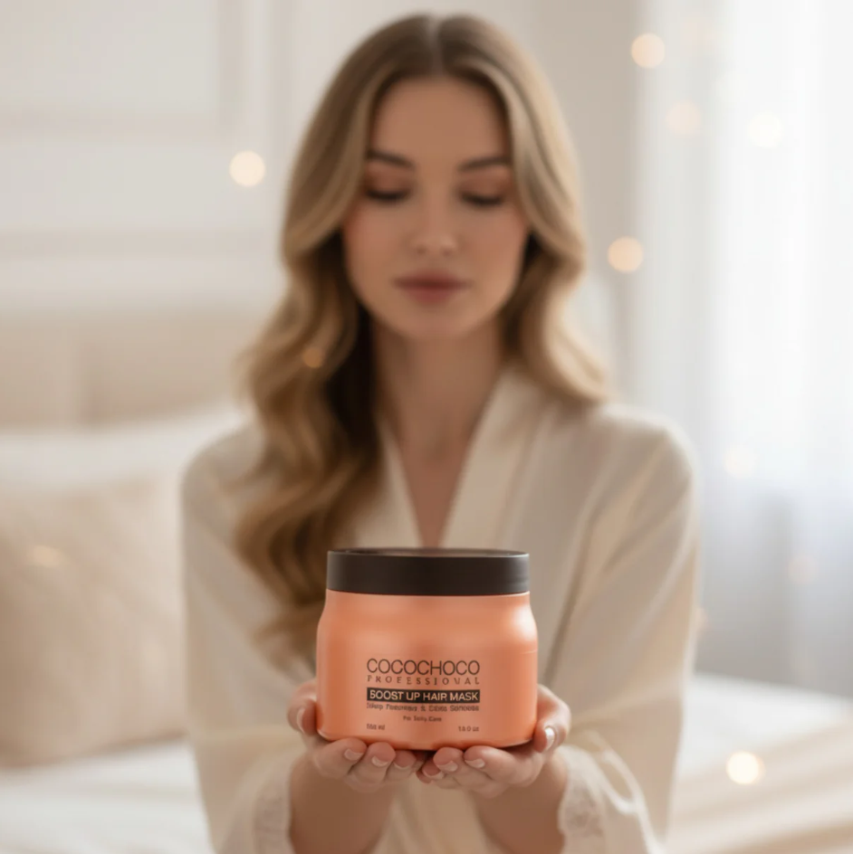 Mirdzoši, zīdaini mīksti mati ar COCOCHOCO matu maskām